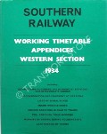 Working Timetable Appendices Western Section 1934 by Southern Railway